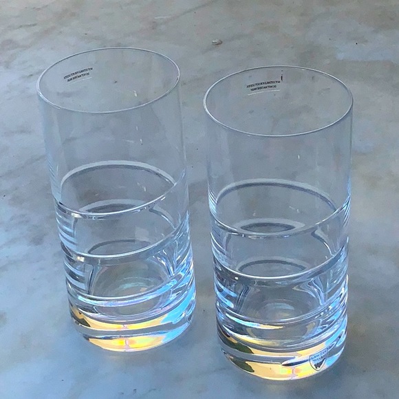 ORREFORS SWERVE TUMBLER PAIR CLEAR LEAD CRYSTAL GLASSES NEW IN BOX 11 OZ - Picture 3 of 7